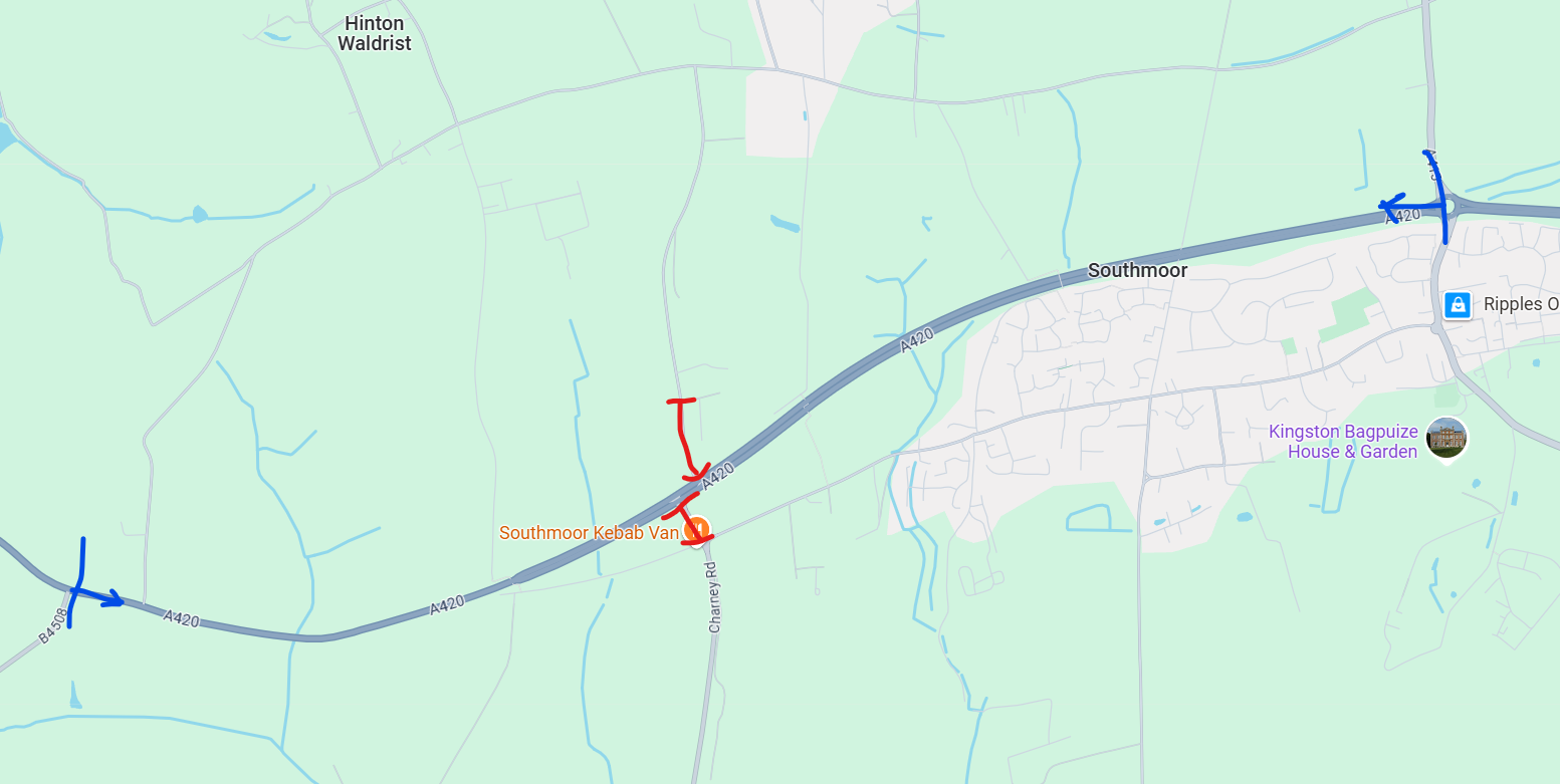 A420 speed limit map for 20th to 28th August 2025